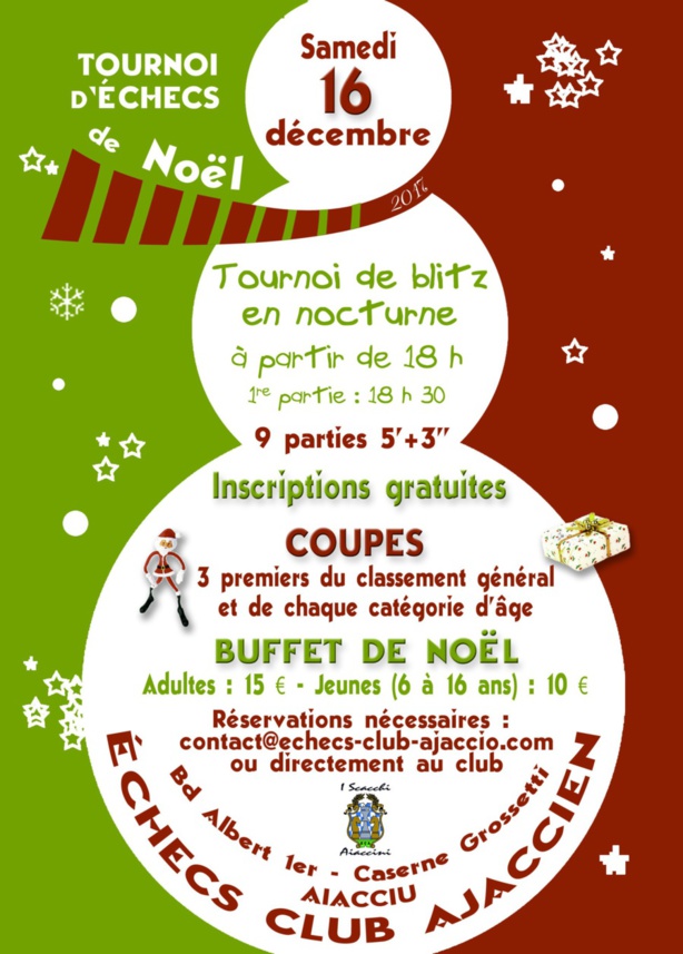 Tournoi de Noël samedi 16 décembre Tournoi de Noël samedi 16 décembre
