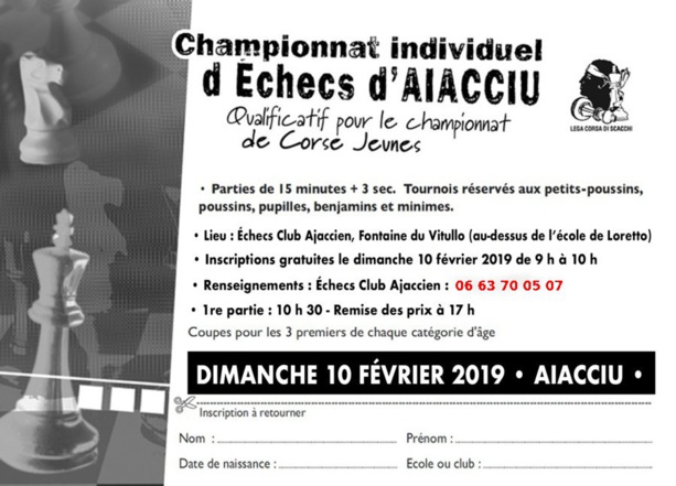 Qualificatif du championnat corse jeunes 2019 ce dimanche 10 février