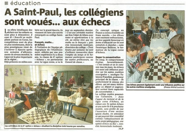 A Saint-Paul, les collégiens sont voués...aux échecs