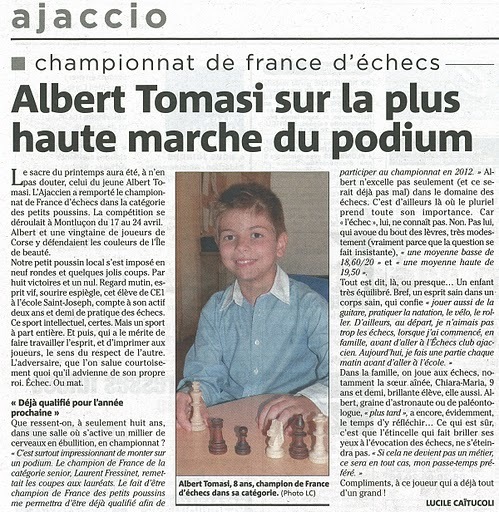 Albert Tomasi sur la plus haute marche du podium