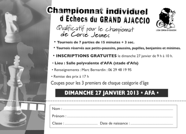 QUALIFICATIF CHAMPIONNAT DE CORSE INDIVIDUEL "JEUNES" DE LA PERIPHERIE AJACCIENNE