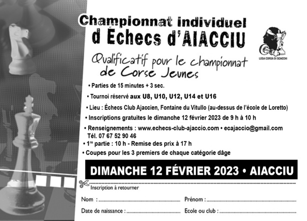 Championnat individuel d'échecs d'Aiacciu qualificatif pour le championnat de Corse Jeunes