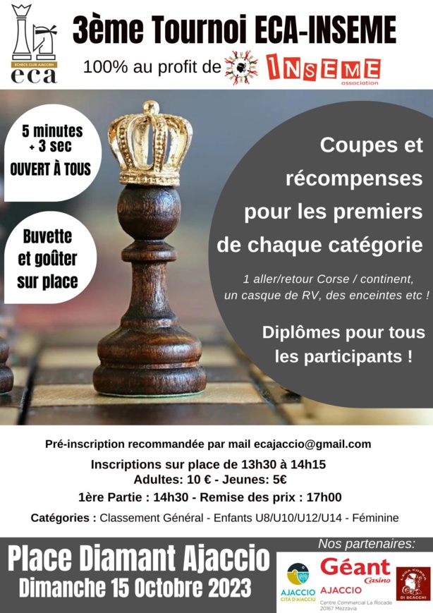 Tournoi d’Échecs à Ajaccio : Succès pour l’Association Inseme Tournoi d’Échecs à Ajaccio : Succès pour l’Association Inseme