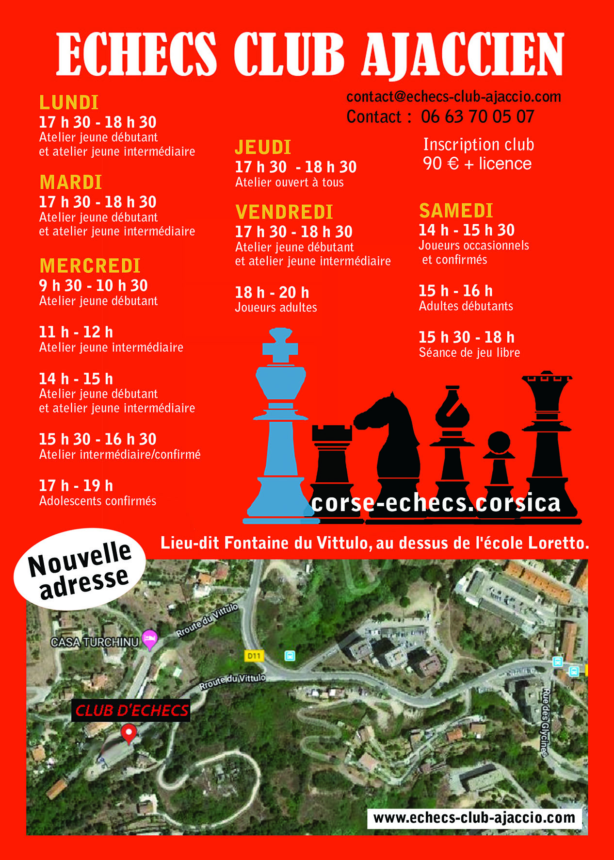 Horaires pour la nouvelle saison
