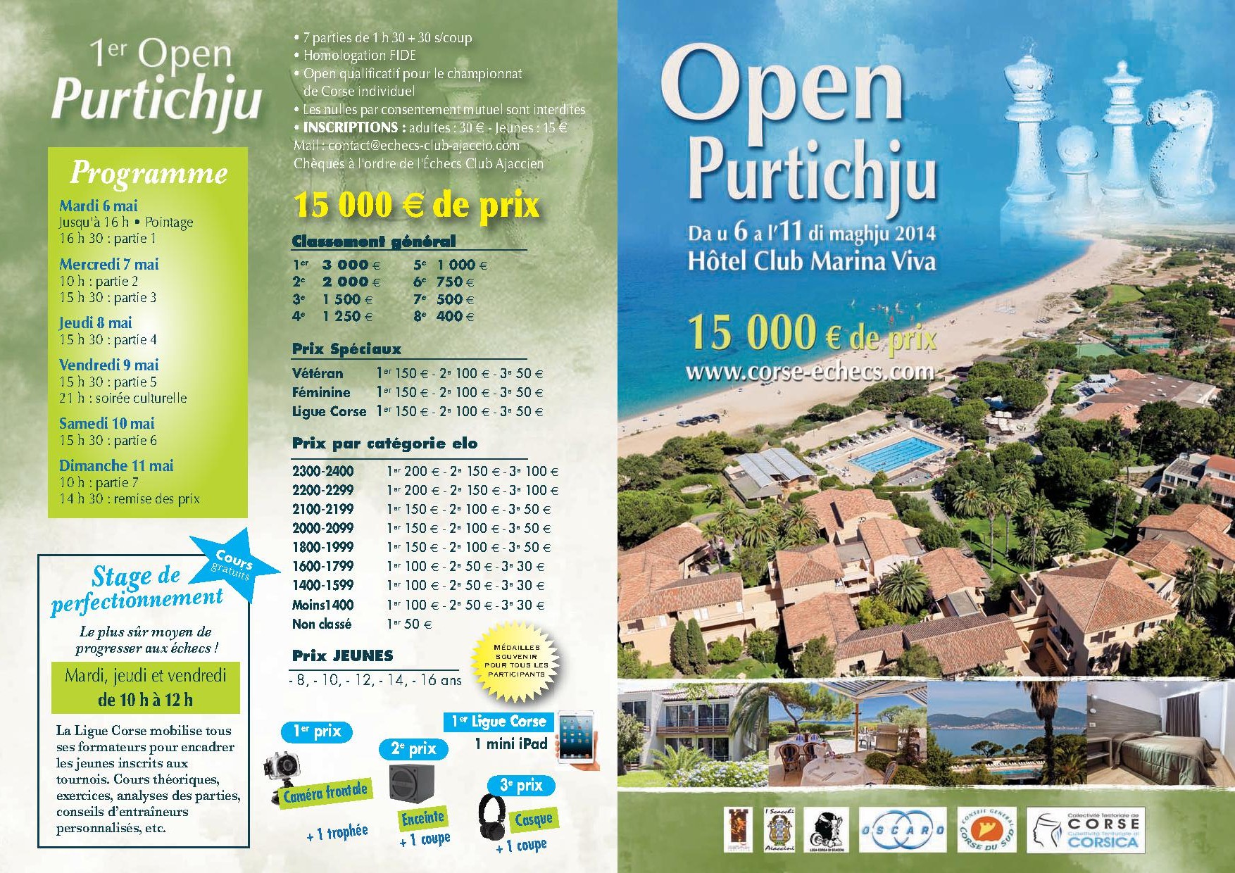 1er Open di Purtichju, 15 000 € de prix !