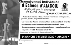 Qualificatif du championnat corse jeune - Aiacciu "Tournoi Air-Corsica" ce dimanche 9 février